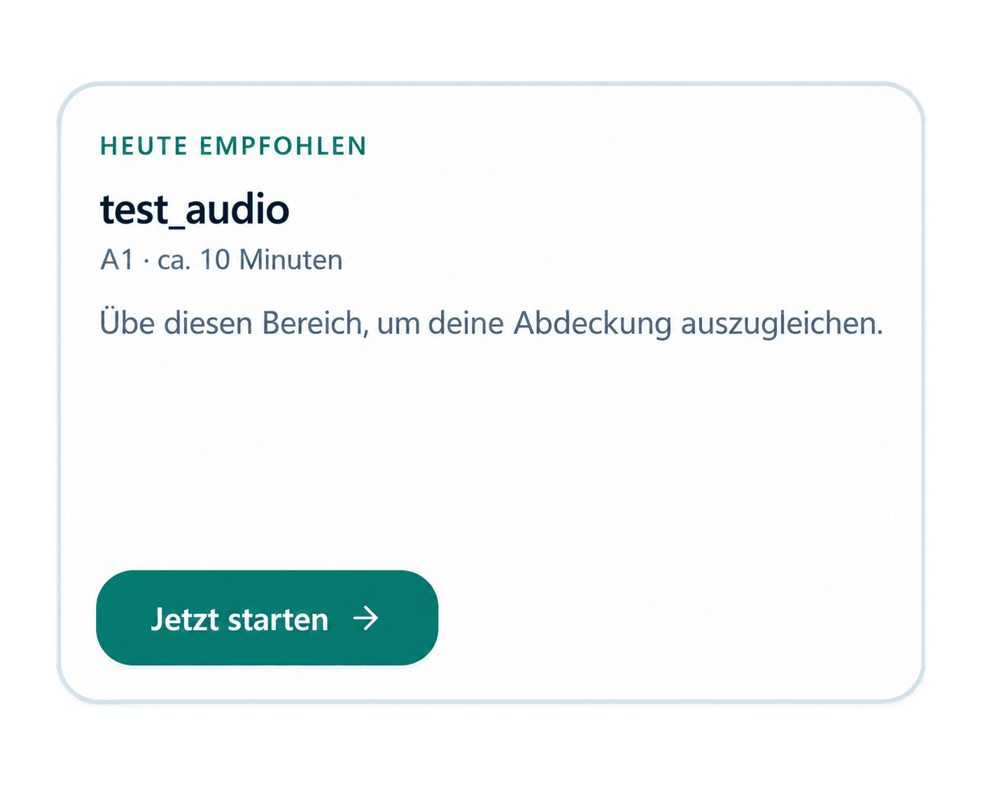 Screenshot der empfohlenen Übung in A1 Prep